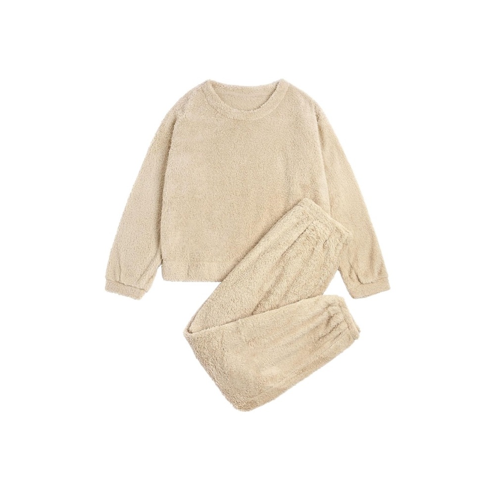 Cozy Tan Sherpa Lounge Set - Picture 1 of 8